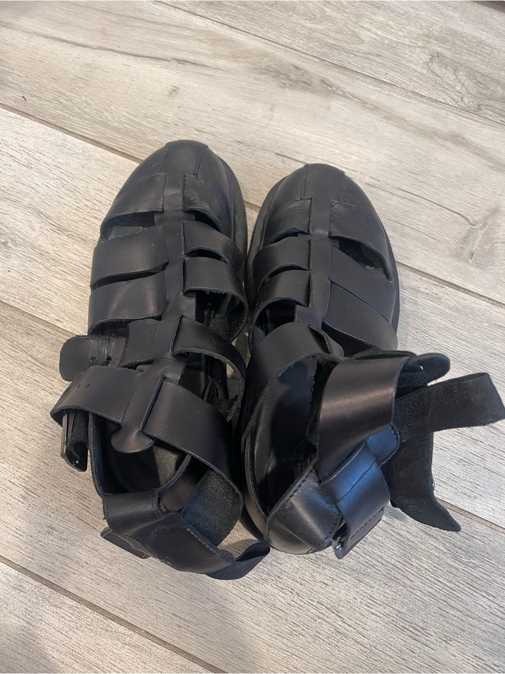 Dr. Martens Black Leather Woven Fisherman Sandals